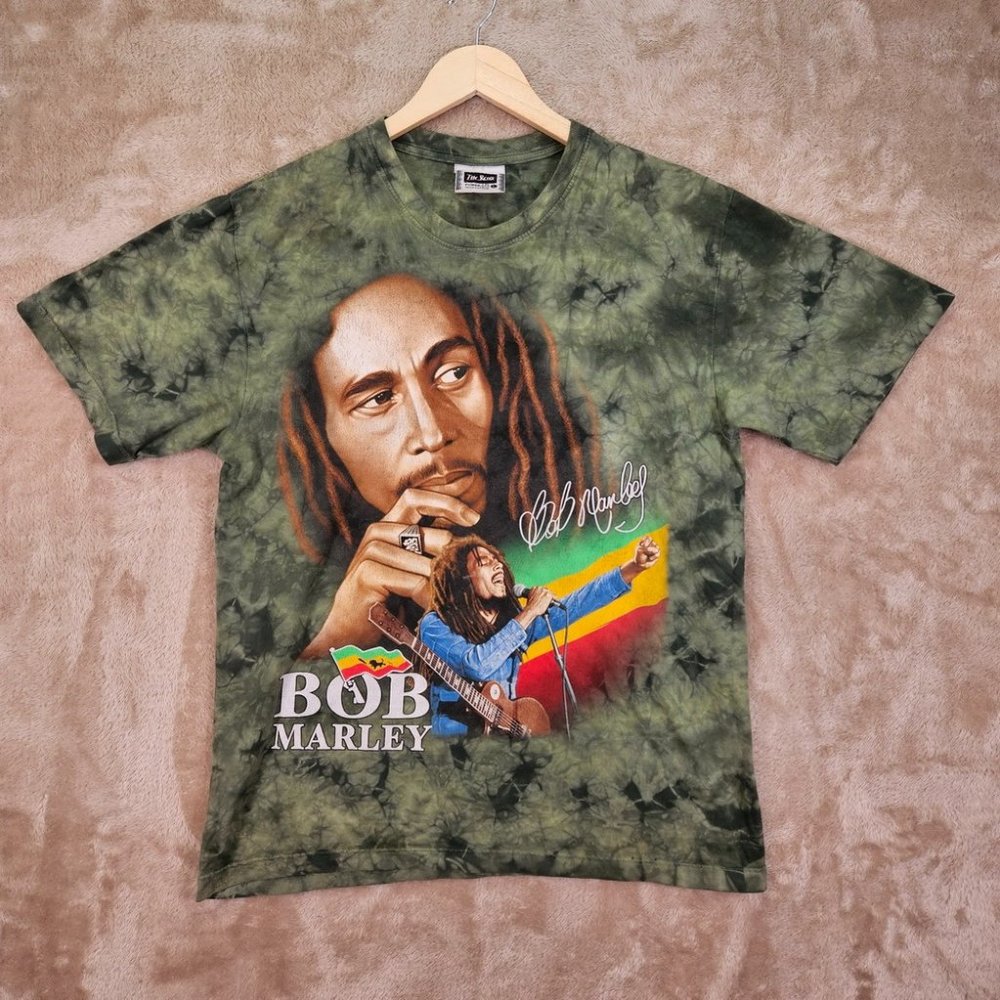 The Roxx Bob Marley Camouflage Graphic 2 Sided T-Shirt Men's Size L Reggae Music